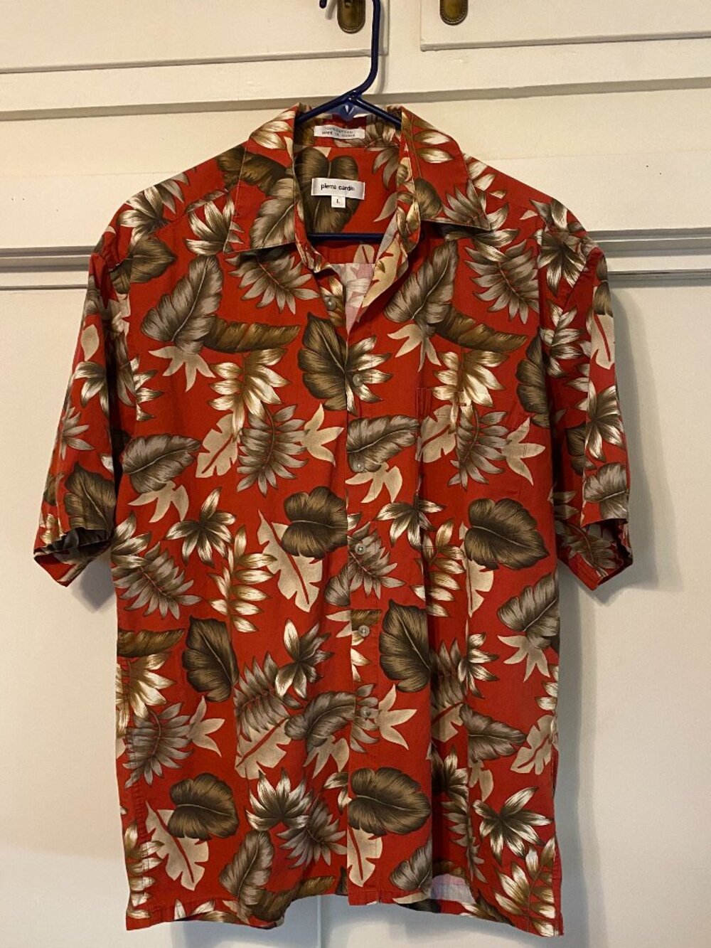 Pierre Cardin, men's, 100% cotton, tropical button-down shirt, size L